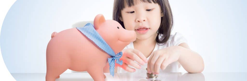 category-money Money - Girl with coins and Rubber Piggy Bank