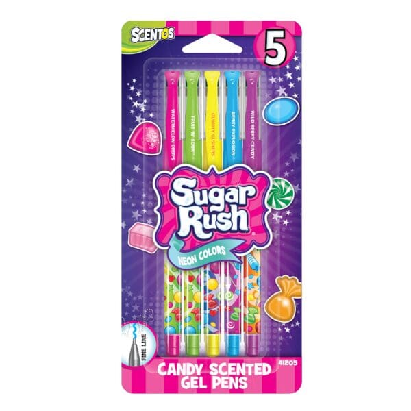 5 Pack Sugar Rush Gel Pens - Scented