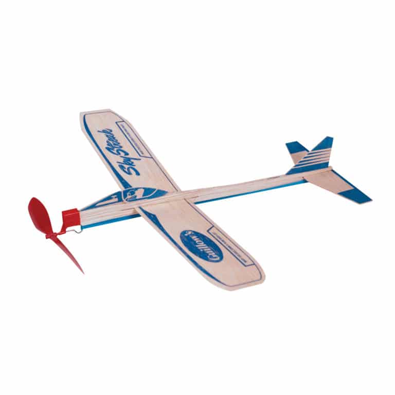 Sky Streak Balsa Wood Airplane with Red Propeller