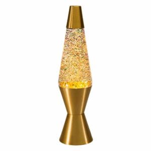 14.5” LAVA® Lamp Rainbow Glitter – rainbow glitter, clear liquid, gold base and cap
