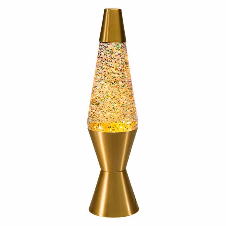 14.5” LAVA® Lamp Rainbow Glitter – rainbow glitter, clear liquid, gold base and cap